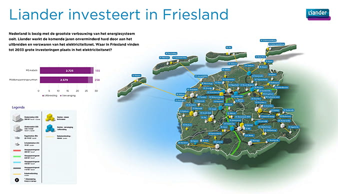 Infographic met kaart van Friesland en verwachte werkzaamheden in de regio