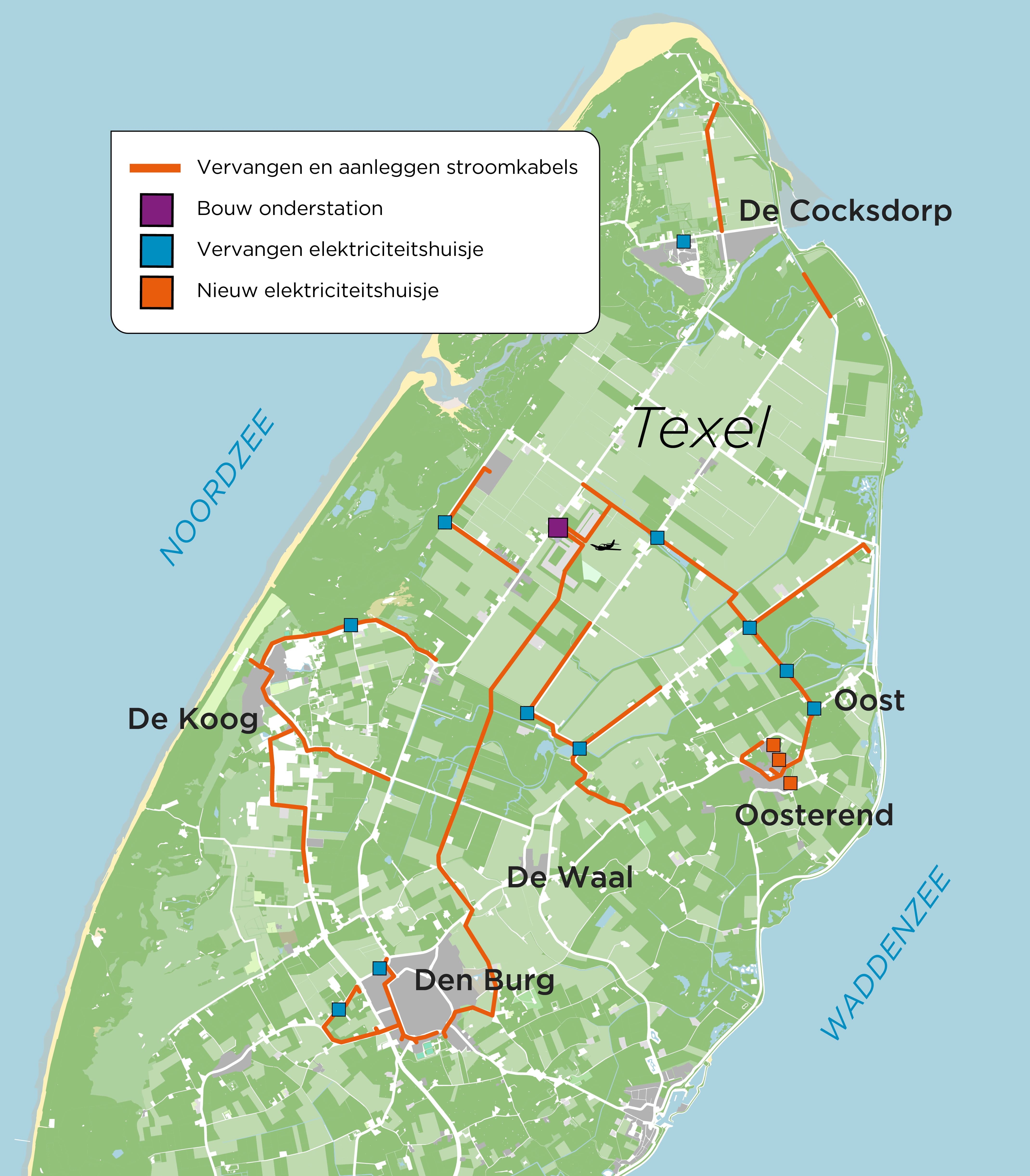 Plattegrond Texel werkzaamheden