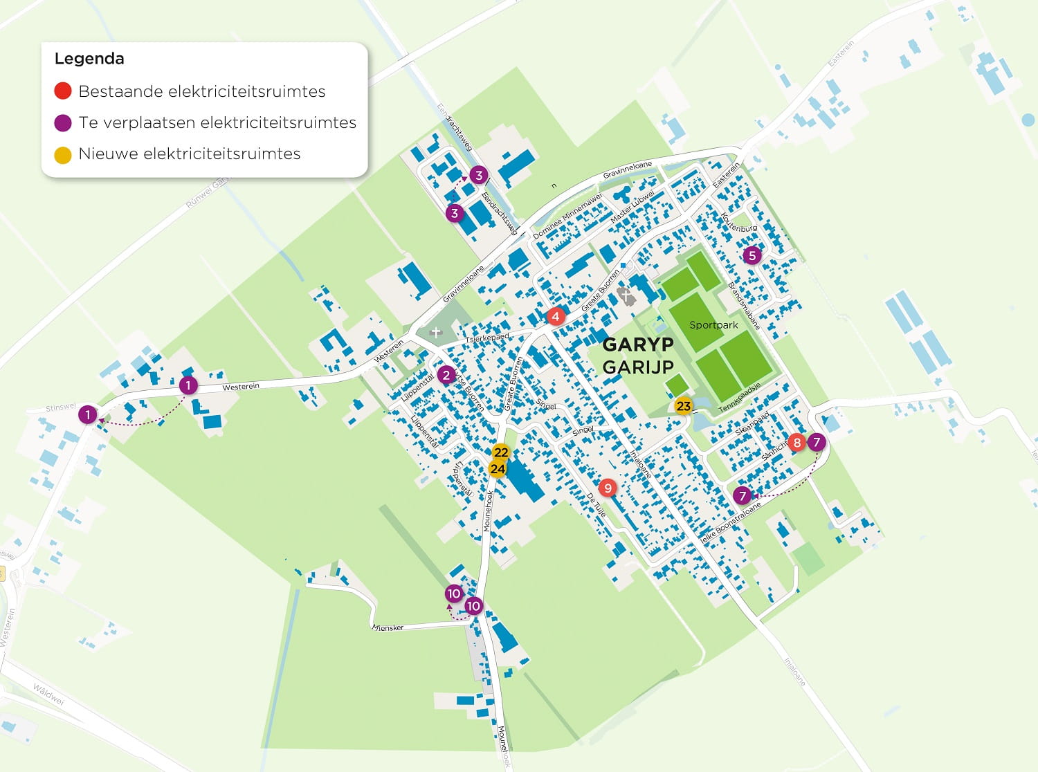 Werkgebied van de buurtaanpak in Garyp