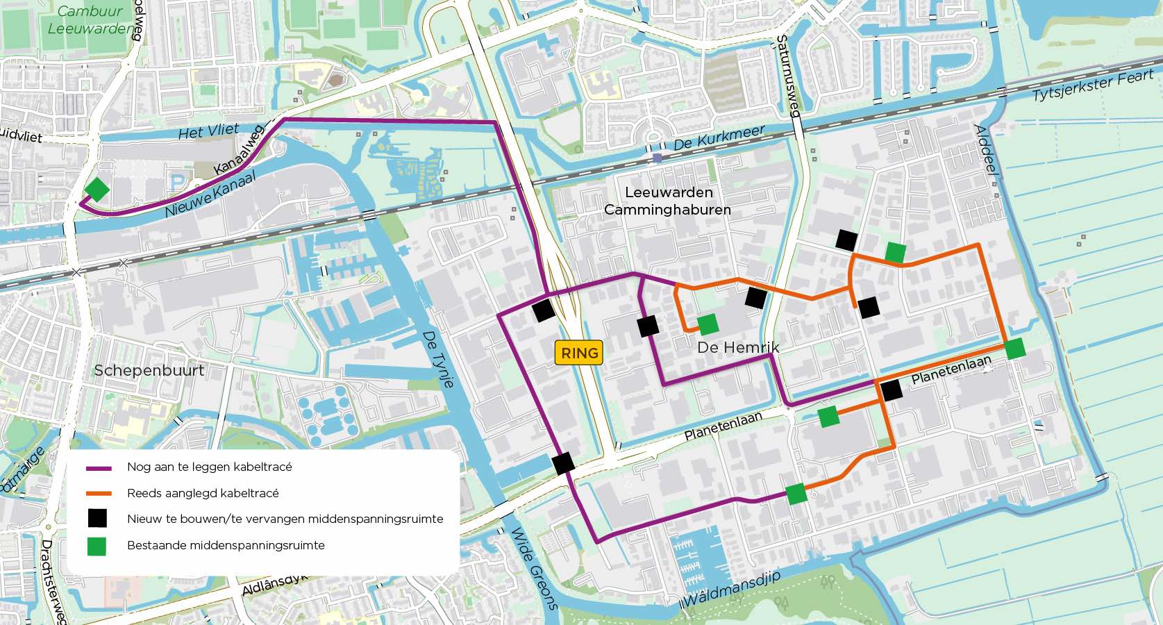 Overzichtskaart werkzaamheden Leeuwarden Hemrik