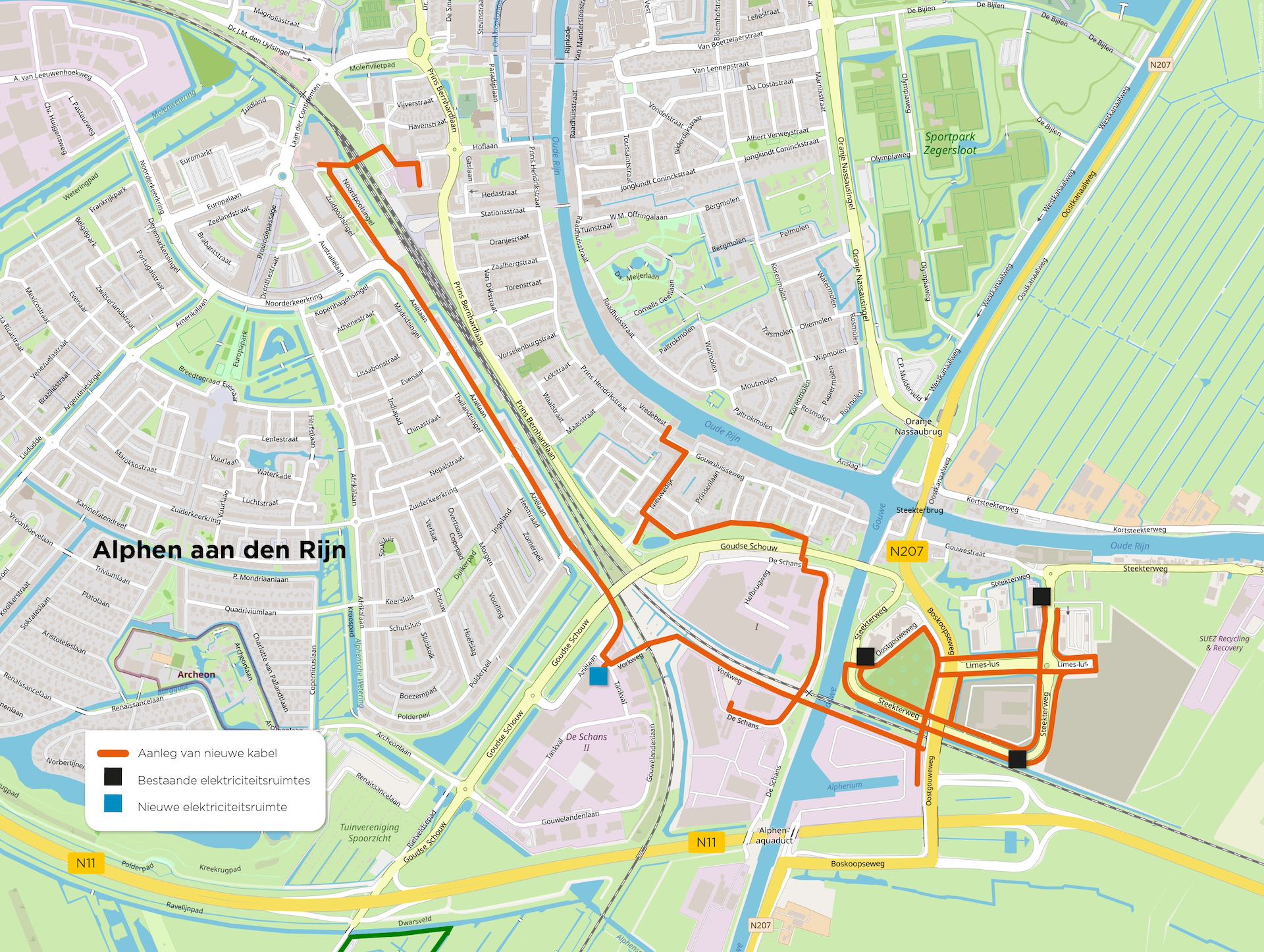 Kaart werkzaamheden Alphen aan den Rijn Zuidoost