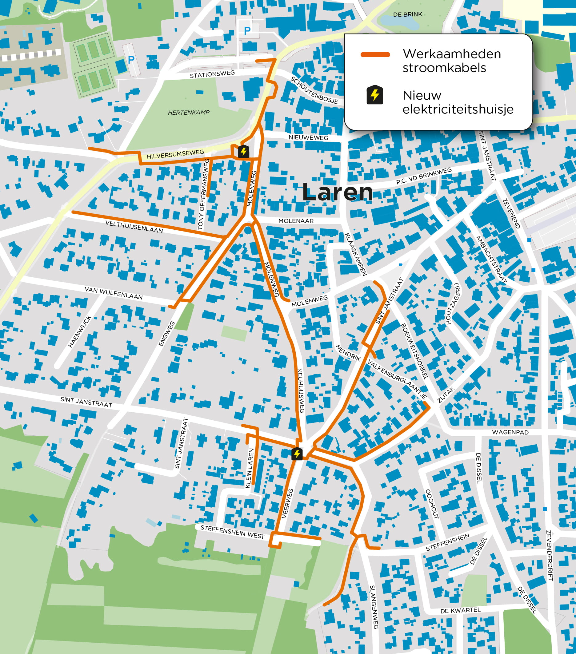 Plattegrond werkzaamheden Laren Molenweg